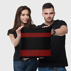 Подушка квадратная Славянский орнамент (на чёрном), цвет: 3D-принт — фото 2