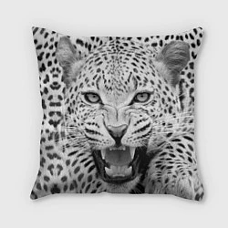 Подушка квадратная Белый леопард, цвет: 3D-принт