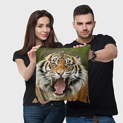 Подушка квадратная Удивленный тигр, цвет: 3D-принт — фото 2
