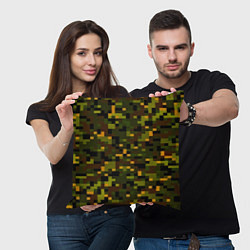 Подушка квадратная Камуфляж пиксельный: хаки, цвет: 3D-принт — фото 2