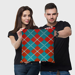Подушка квадратная Knitting pattern, цвет: 3D-принт — фото 2
