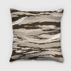 Подушка квадратная Камуфляж: коричневый/кремовый, цвет: 3D-принт