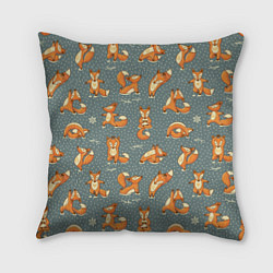 Подушка квадратная Foxes Yoga, цвет: 3D-принт