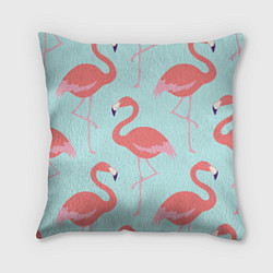 Подушка квадратная Розовые фламинго, цвет: 3D-принт