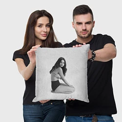 Подушка квадратная Selena Gomez: Mono Style, цвет: 3D-принт — фото 2
