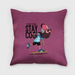 Подушка квадратная Stay Cool NY, цвет: 3D-принт