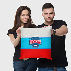 Подушка квадратная Hockey Russia, цвет: 3D-принт — фото 2