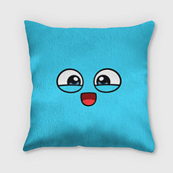 Подушка квадратная Эмодзи / Смайл (голубой цвет), цвет: 3D-принт