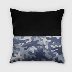 Подушка квадратная Камуфляж: черный/голубой