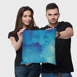 Подушка квадратная Синяя акварель, цвет: 3D-принт — фото 2