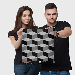 Подушка квадратная Серые грани, цвет: 3D-принт — фото 2