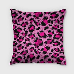 Подушка квадратная Розовый леопард, цвет: 3D-принт