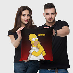 Подушка квадратная Homer Genius, цвет: 3D-принт — фото 2