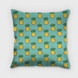 Подушка квадратная Веселые ананасы, цвет: 3D-принт