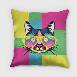 Подушка квадратная Поп-арт котик, цвет: 3D-принт