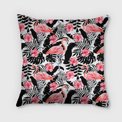 Подушка квадратная Black Flamingo, цвет: 3D-принт