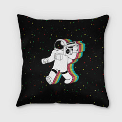 Подушка квадратная Космонавт с магнитофоном