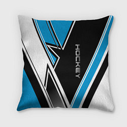 Подушка квадратная Hockey black blue white