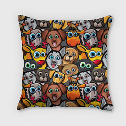 Подушка квадратная Веселые собаки, цвет: 3D-принт