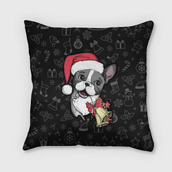 Подушка квадратная Merry Christmas - french bulldog