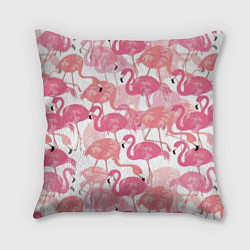 Подушка квадратная Рай фламинго, цвет: 3D-принт