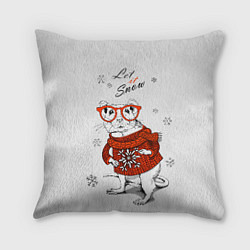 Подушка квадратная Let it snow - white rat