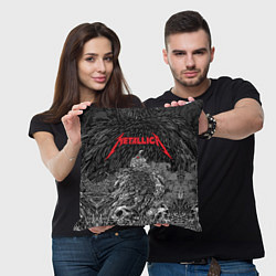 Подушка квадратная Metallica птица на черепах, цвет: 3D-принт — фото 2