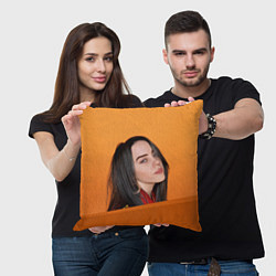 Подушка квадратная BILLIE EILISH: Orange Mood, цвет: 3D-принт — фото 2