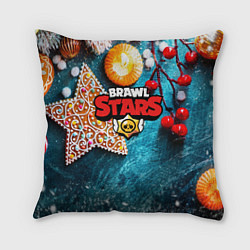 Подушка квадратная Brawl Stars новогодний