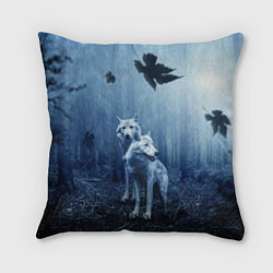 Подушка квадратная Волки в тёмном лесу, цвет: 3D-принт
