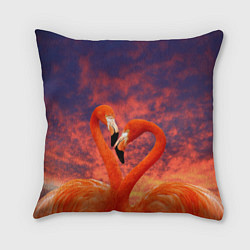 Подушка квадратная Flamingo Love, цвет: 3D-принт