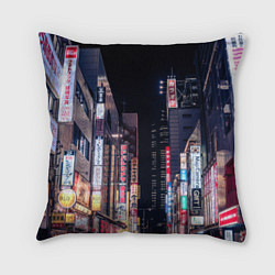 Подушка квадратная Ночной Токио, цвет: 3D-принт