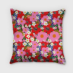Подушка квадратная Flowers, цвет: 3D-принт