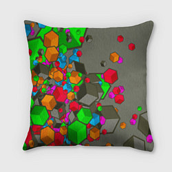 Подушка квадратная Кубики, цвет: 3D-принт
