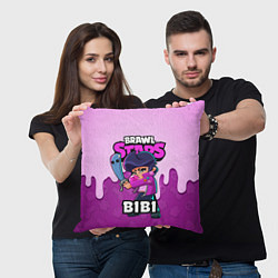 Подушка квадратная BRAWL STARS BIBI, цвет: 3D-принт — фото 2