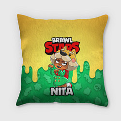 Подушка квадратная BRAWL STARS NITA, цвет: 3D-принт