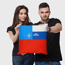 Подушка квадратная Флаг МЧС России, цвет: 3D-принт — фото 2