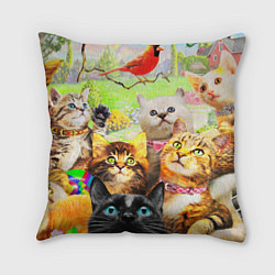 Подушка квадратная КОТЫ, цвет: 3D-принт