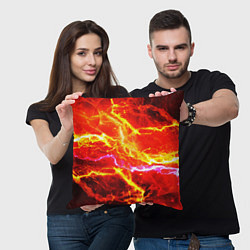 Подушка квадратная УДАРЫ МОЛНИИ, цвет: 3D-принт — фото 2