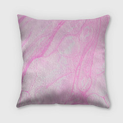 Подушка квадратная Розовые разводы краска зефир, цвет: 3D-принт