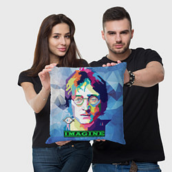 Подушка квадратная Джон Леннон Imagine, цвет: 3D-принт — фото 2