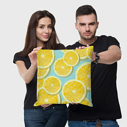 Подушка квадратная Лимончики, цвет: 3D-принт — фото 2