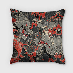 Подушка квадратная Самурай Якудза, драконы, цвет: 3D-принт