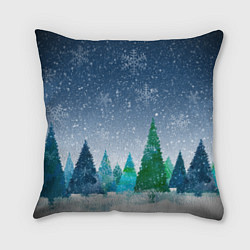 Подушка квадратная Снежинки в лесу, цвет: 3D-принт