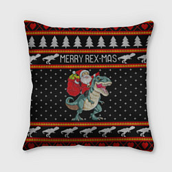Подушка квадратная Merry Rex-mas, цвет: 3D-принт