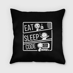 Подушка квадратная Eat, sleep, code