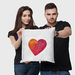 Подушка квадратная Акварельное сердце, цвет: 3D-принт — фото 2