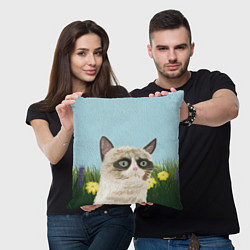 Подушка квадратная Grumpy Cat, цвет: 3D-принт — фото 2