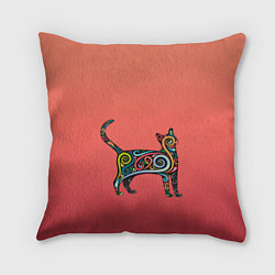 Подушка квадратная Внутренний кот арт, цвет: 3D-принт