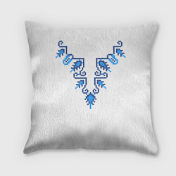 Подушка квадратная Славянский узор сине-голубой, цвет: 3D-принт